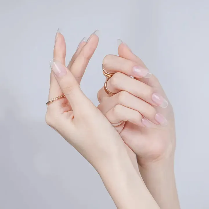 Transparent Gel Nail Wraps with a glossy finish, perfect for minimalist nail styles and natural shine.