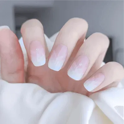 White Gradient Semi-Cured UV Gel Nail Wraps for a minimalist and elegant ombre manicure.