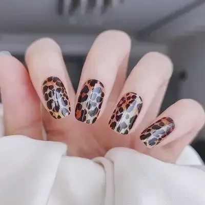 Wild Leopard Gel Nail Wraps showcasing bold animal print designs for a trendy manicure.