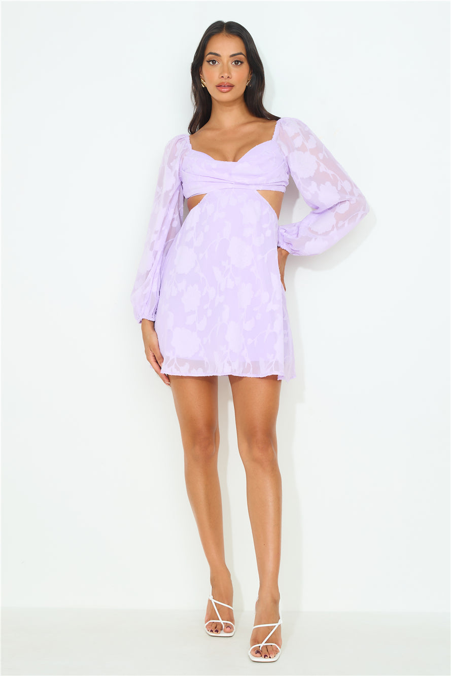 Dainty Long Sleeve Mini Dress Lilac