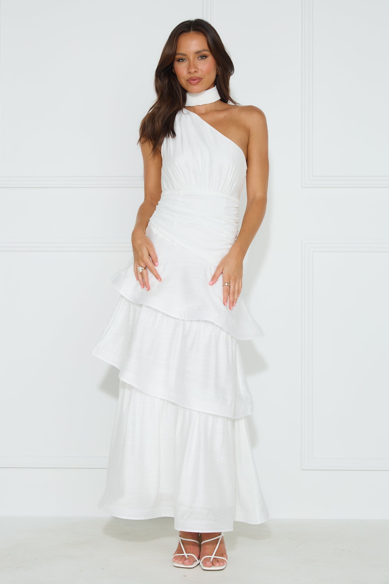 Cara One Shoulder Maxi Dress White
