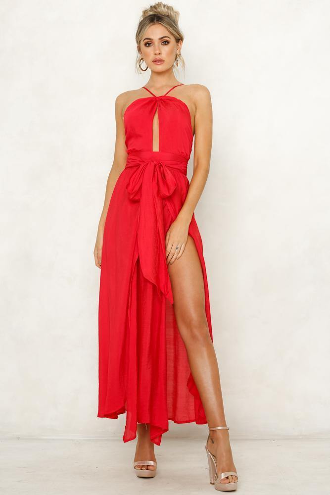 Stop Motion Maxi Dress Red-Hey Shelly