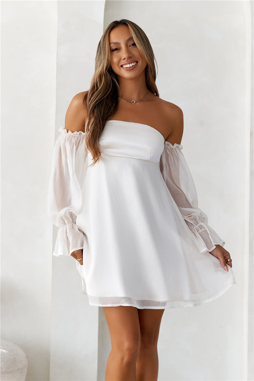 HELLO MOLLY Delicate Soul Off Shoulder Mini Dress Beige-Hey Shelly