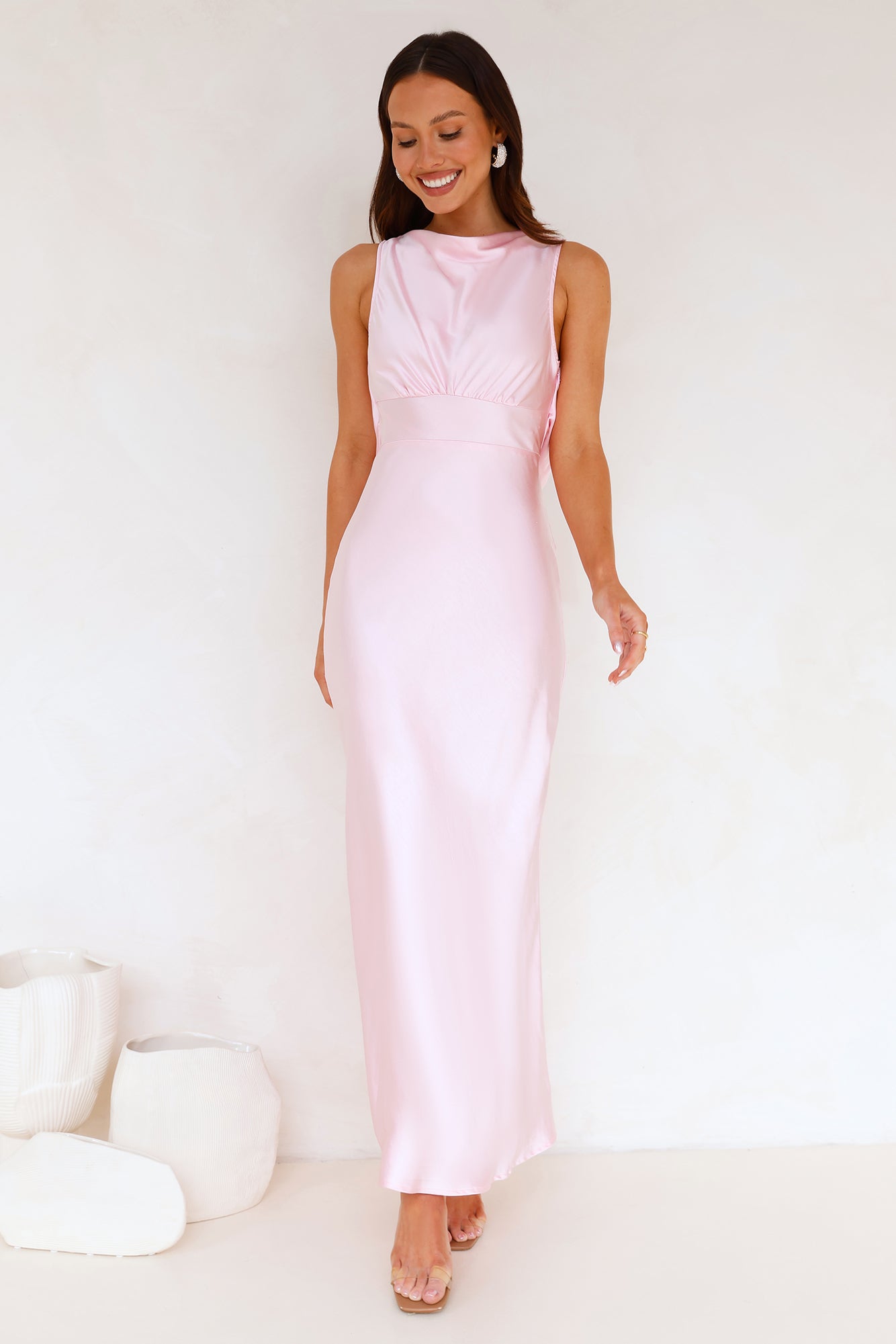 Rosie Satin Maxi Dress - Rosa Floria