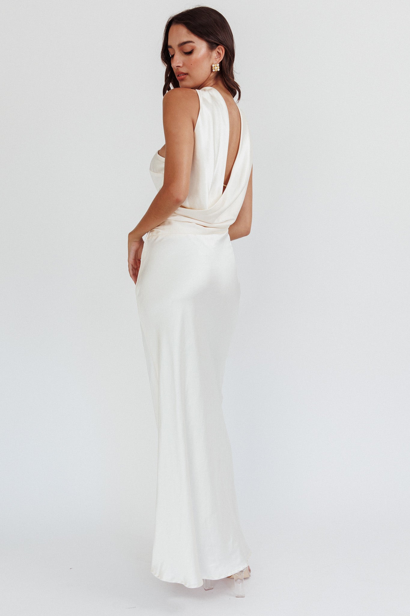 Harper Cut-Out Bow Back Maxi Dress Oyster main image 0