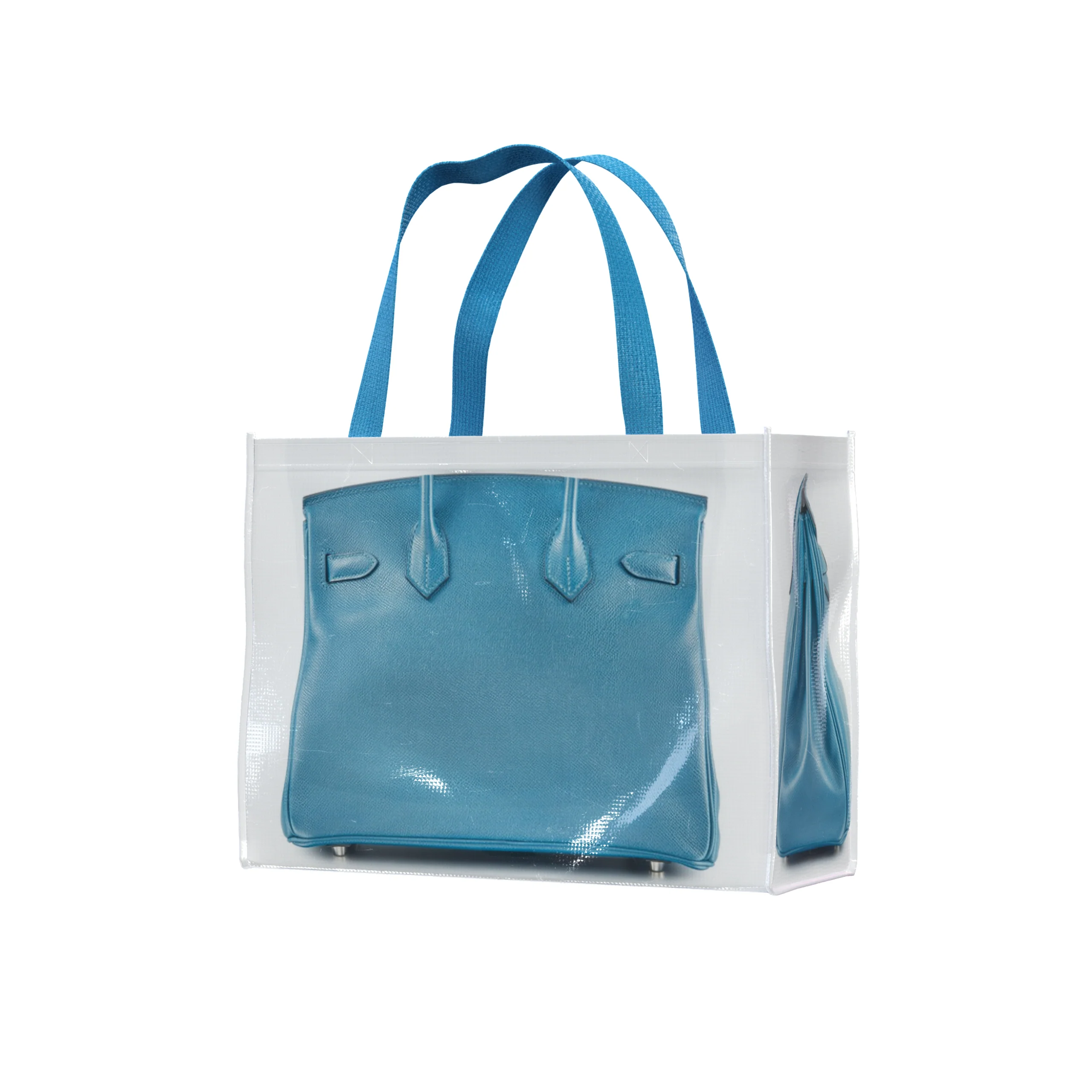 Grocery Bag Creative Copycat Birkin Bag Printed Woven Bag Cobalt Blue Gym Bag