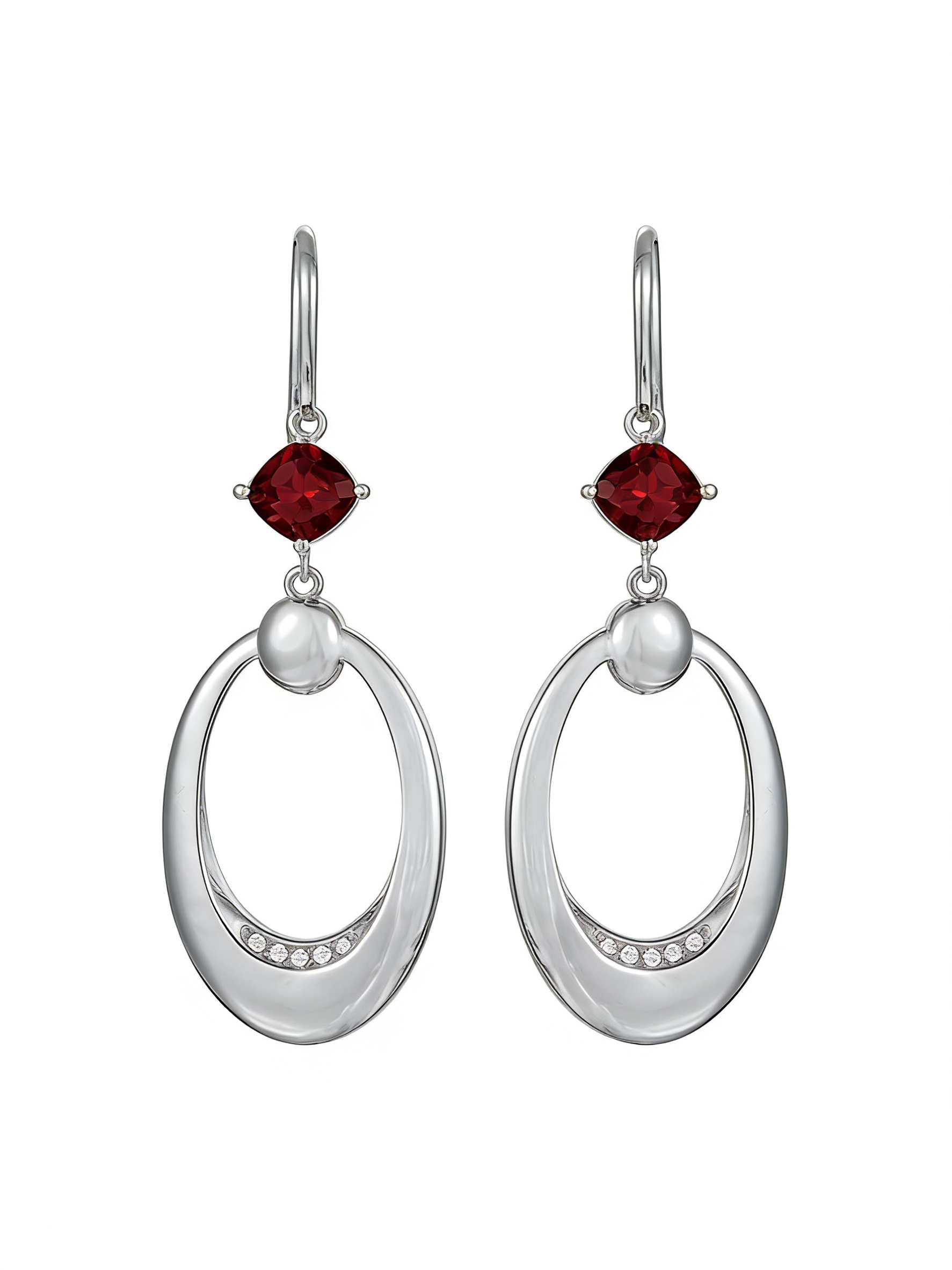 18K Yellow Gold Rotating Earrings, 3D Fashion Favorite Series, Garnet and Zircon Inlay, 5D-FDK0247
