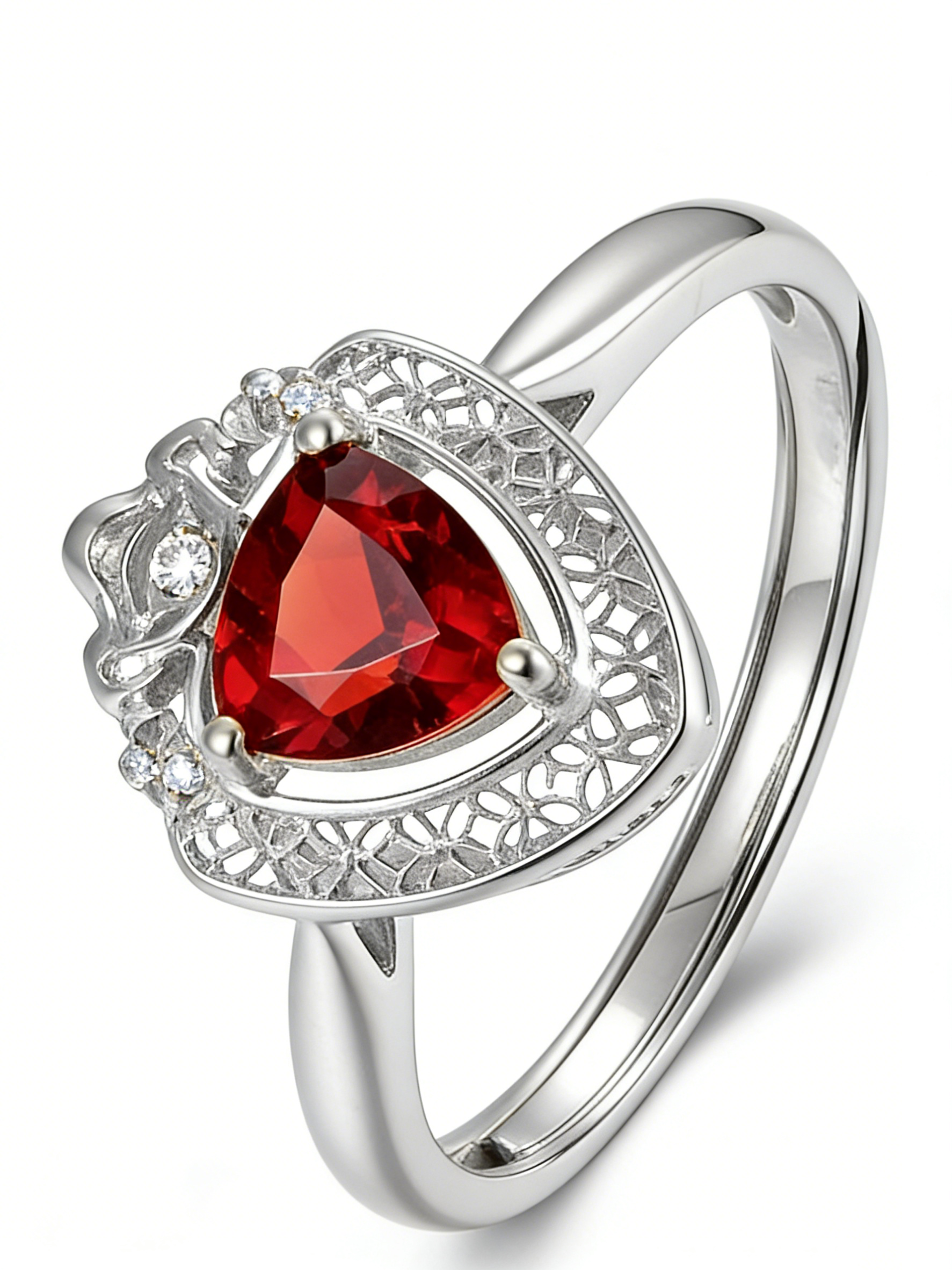 18K Yellow Gold Garnet Zircon Ring "Attracting Wealth and Good Fortune" Series – C2303030440