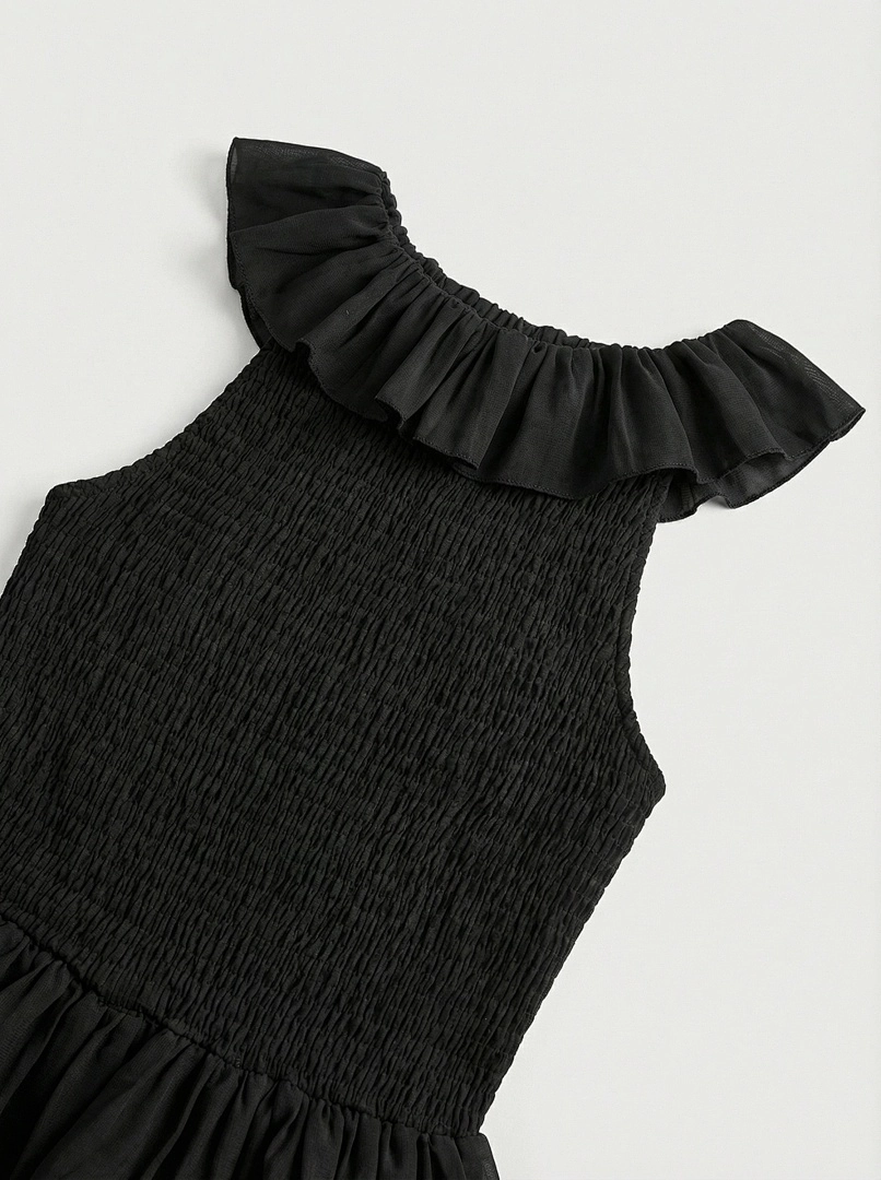 Black Satin A-line Evening Gown with Sweetheart Neckline & Beading