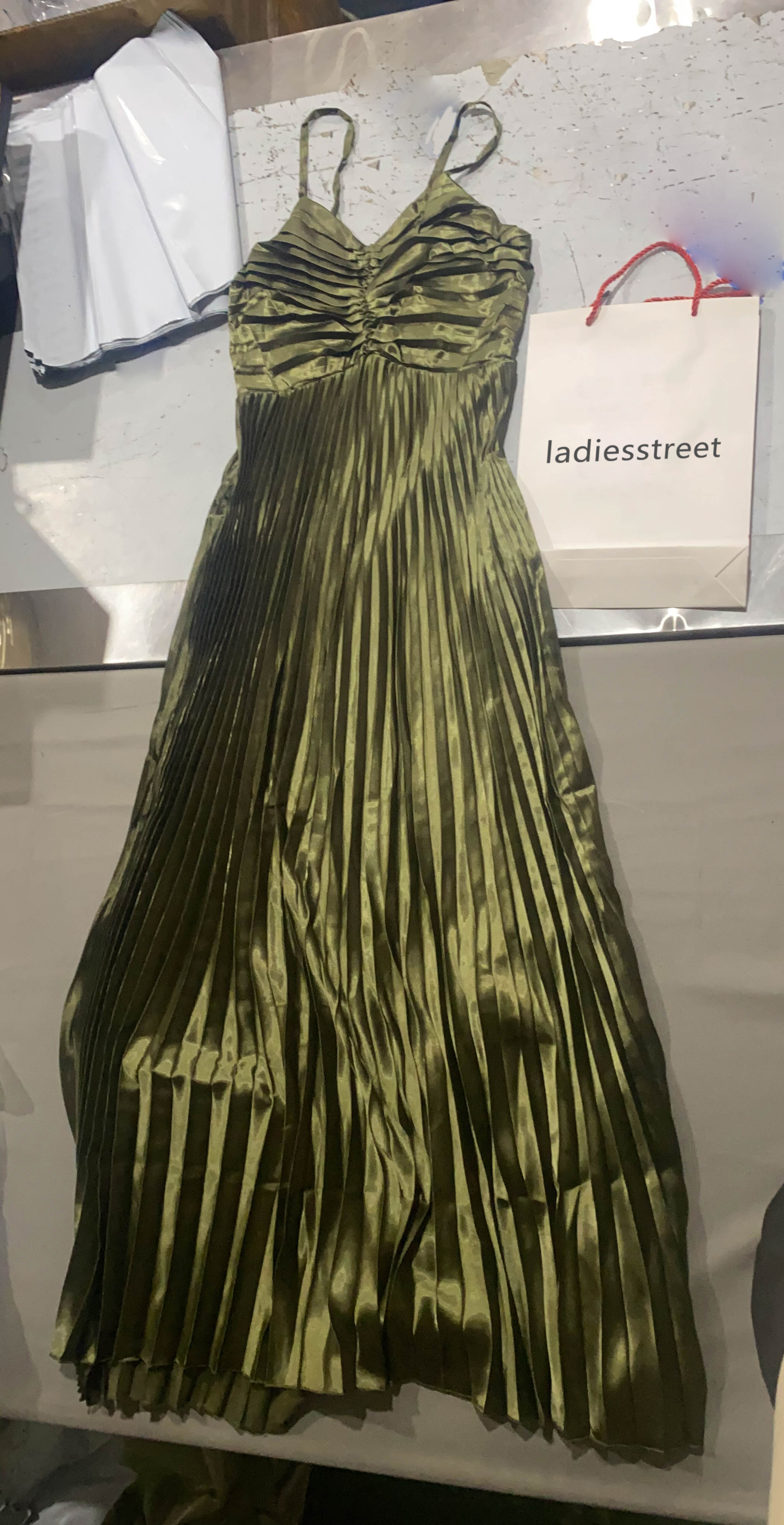Naira Pleated Maxi Dress - Palm Green