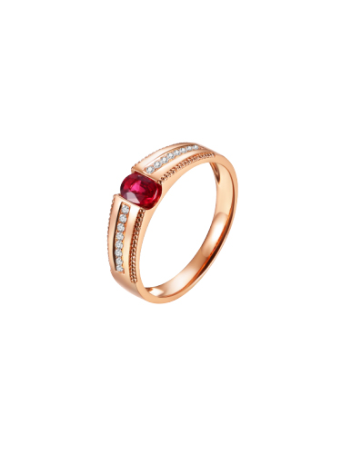 18K Rose Gold Ruby Diamond Couple Rings "Love at First Sight" Series-C2105074059