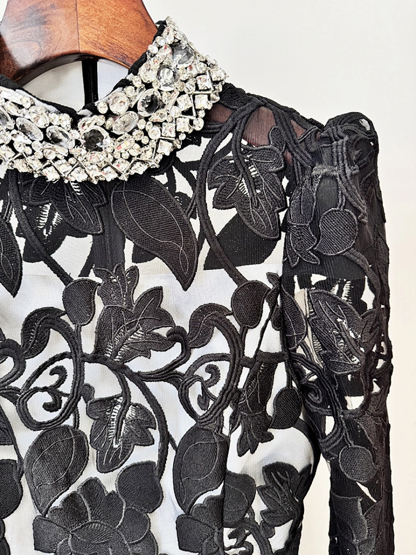 Luxury Black Satin Mermaid Evening Gown with Beading