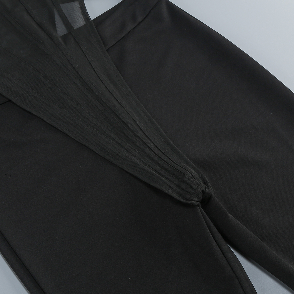 Black Sheer Mesh Corset-Style Skinny Jumpsuit with Cutout Sides