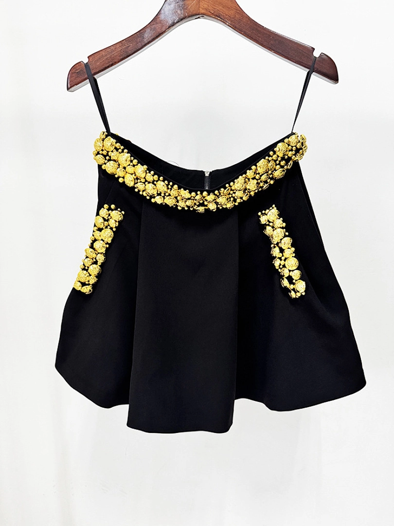 Black Mermaid Satin Evening Gown with Sequin Embellishments