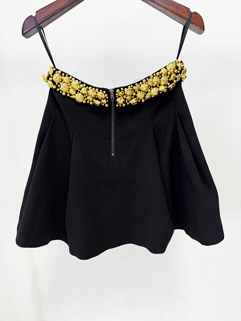 Black Mermaid Satin Evening Gown with Sequin Embellishments