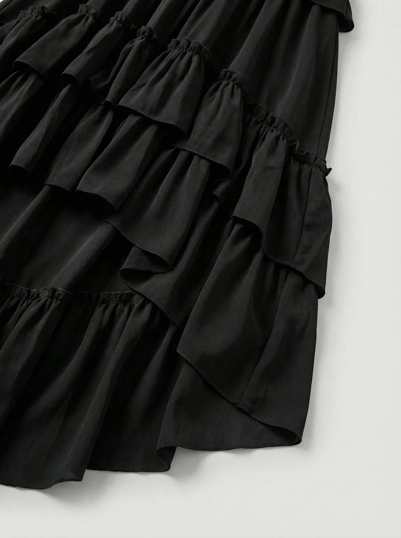 Black Satin A-line Evening Gown with Sweetheart Neckline & Beading