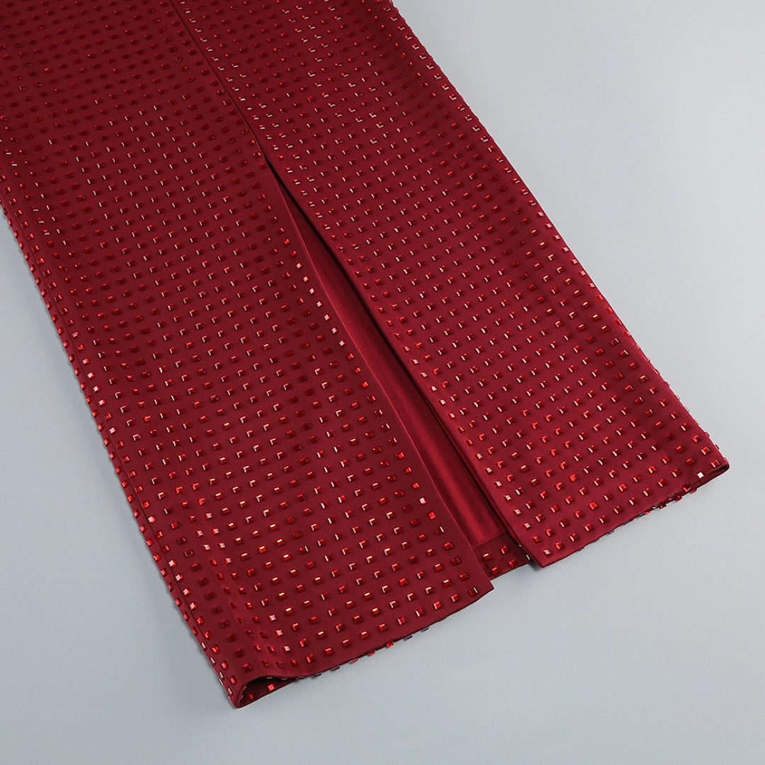 Black Mermaid Evening Gown with Crystal Embellishments