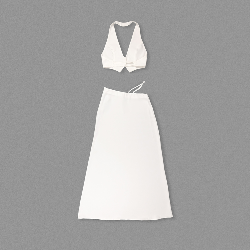 Satin Halter Two-Piece Gown