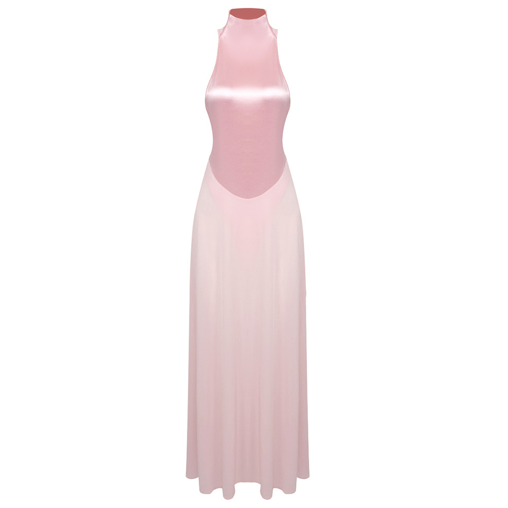 Blush Halter Satin Gown