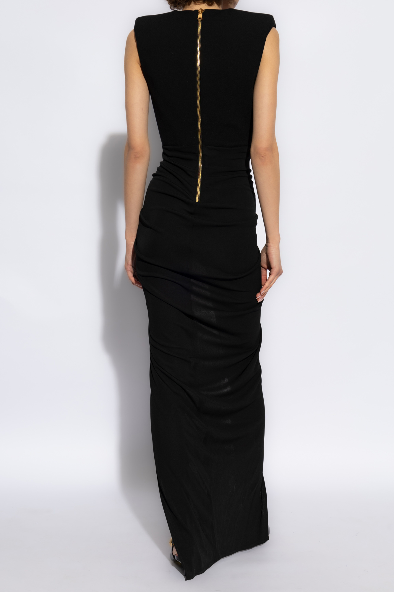 Black Double-Breasted Gold Button Gown