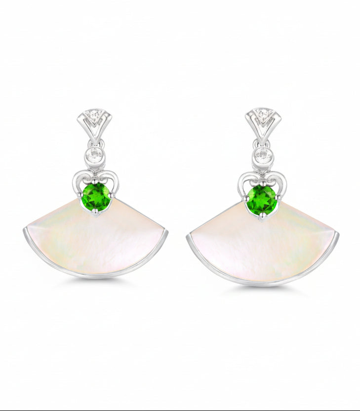 PT950 Platinum Diopside Earrings