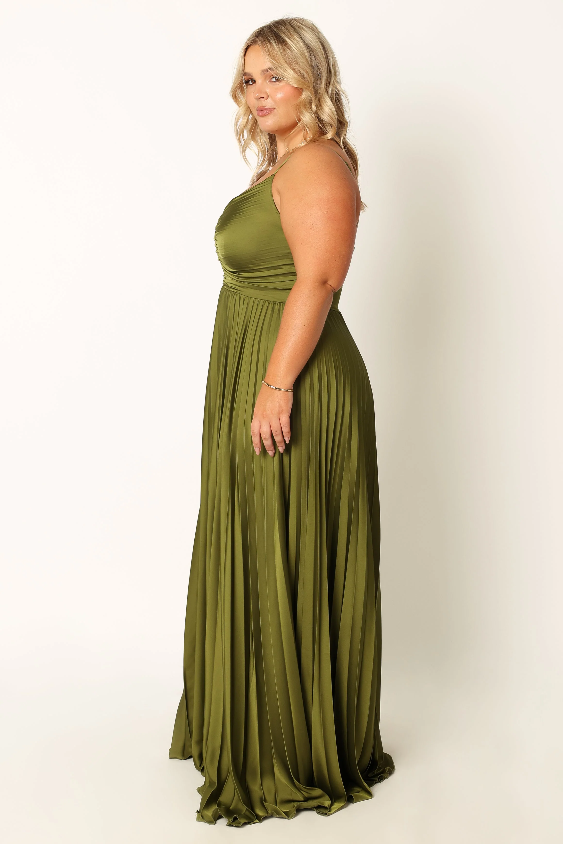 Naira Pleated Maxi Dress - Palm Green