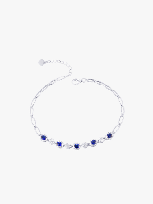 18K White Gold Sapphire Diamond Bracelet 