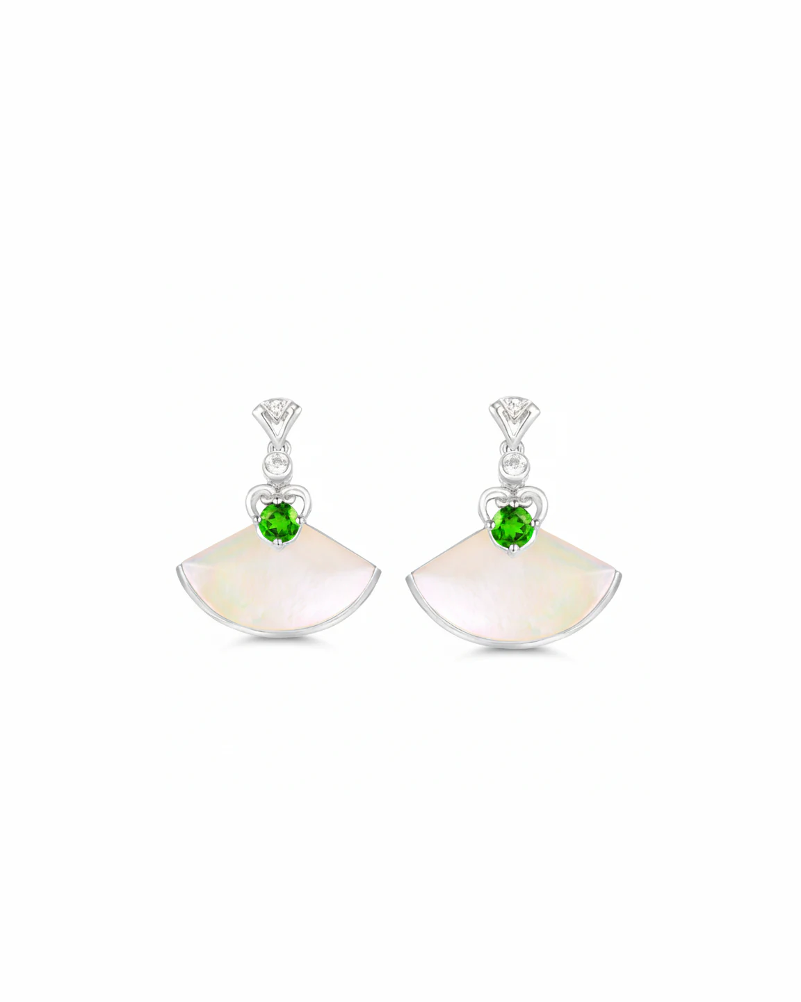 PT950 Platinum Diopside Earrings
