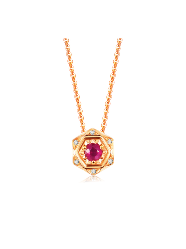 AU750 Gold Ruby Necklace Set – Style RY1030-3