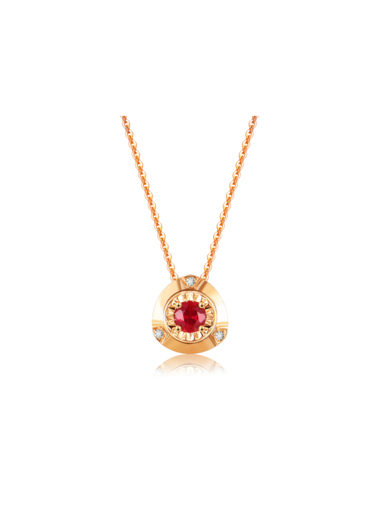 AU750 Gold Ruby Necklace Set – Style RY1030-2