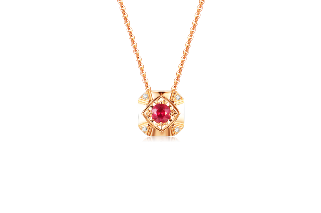 AU750 Gold Ruby Necklace Set – Style RY1030-4