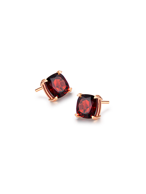 Intersection of Love: 18K Red Garnet Earrings
