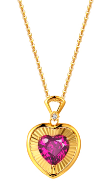 18K Yellow Gold Garnet Zircon Pendant Necklace "Love is boundless" Series 