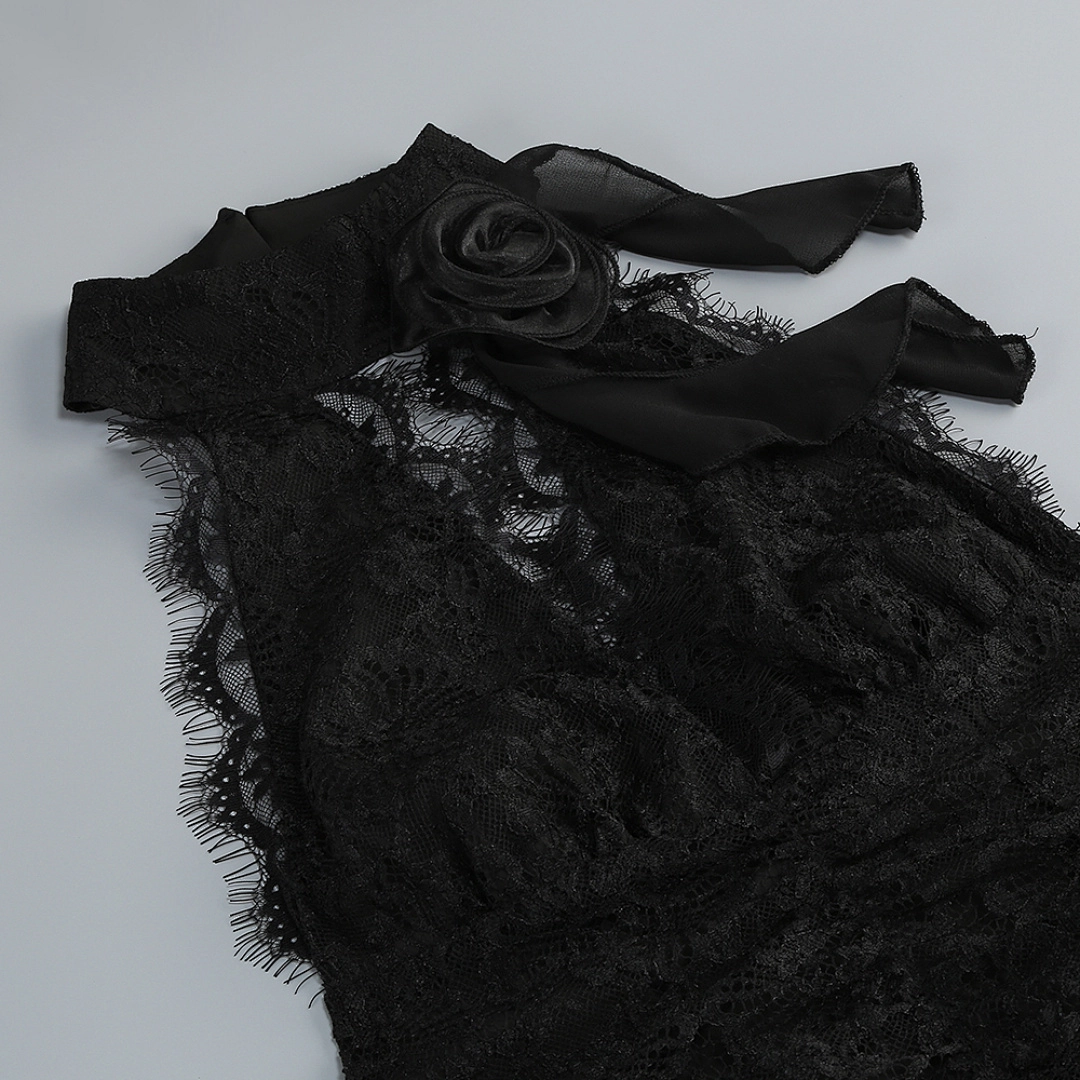 Black Satin A-line Evening Gown with Sweetheart Neckline & Crystals