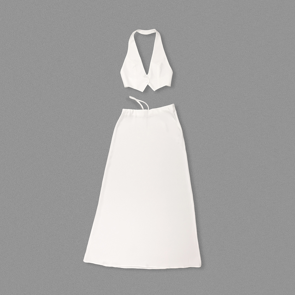 Satin Halter Two-Piece Gown