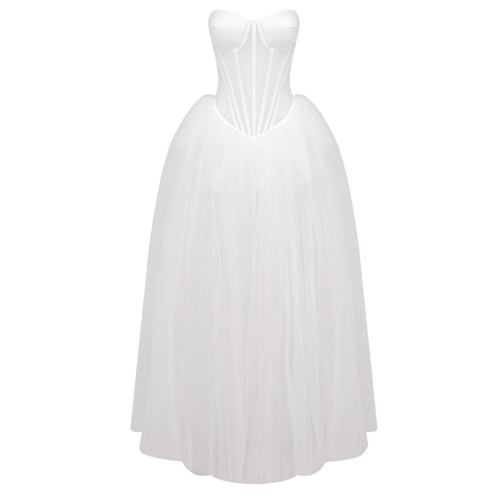 Ivory Strapless Corset Tulle Gown