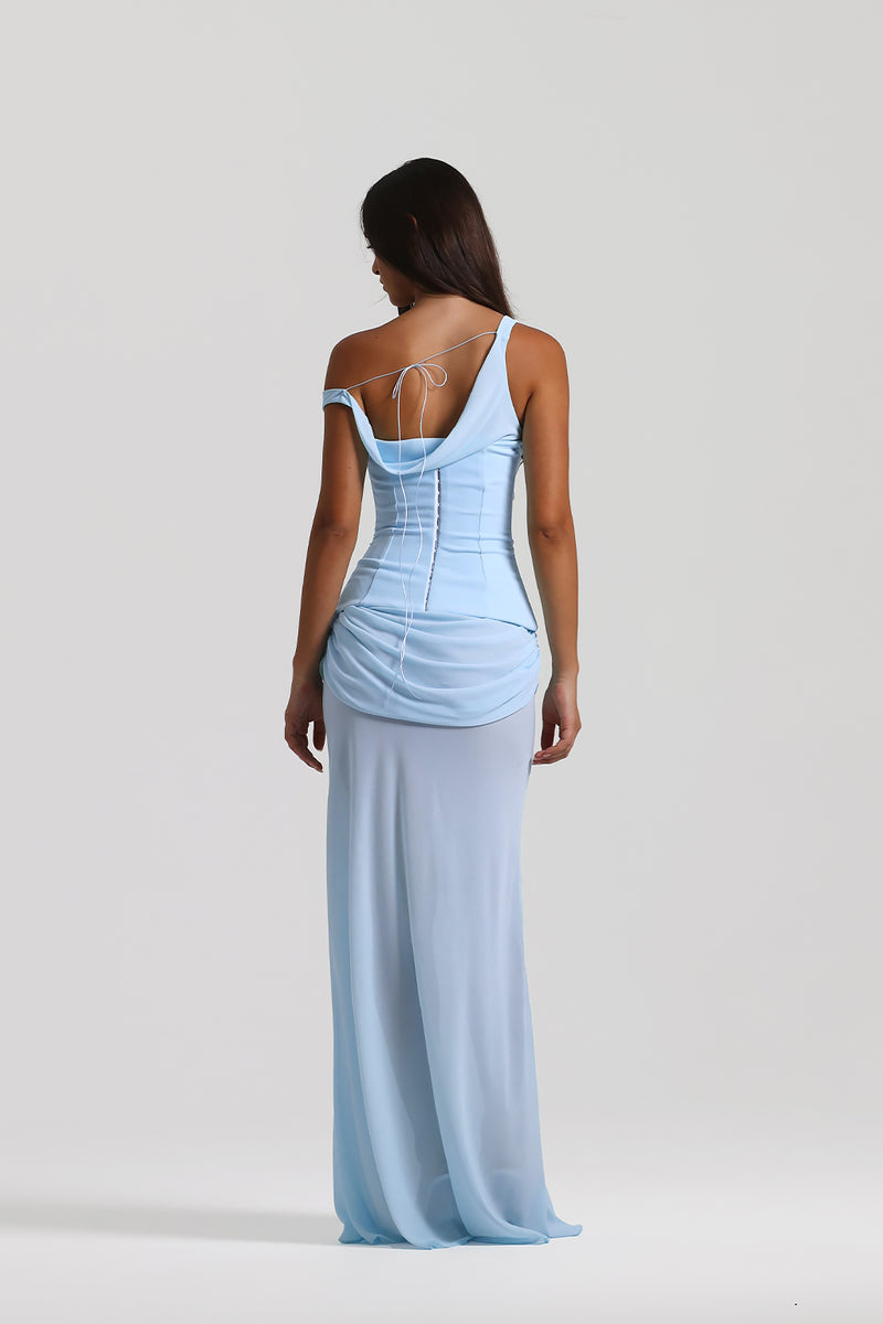 SS 2026 One-Shoulder Ruched Maxi Gown