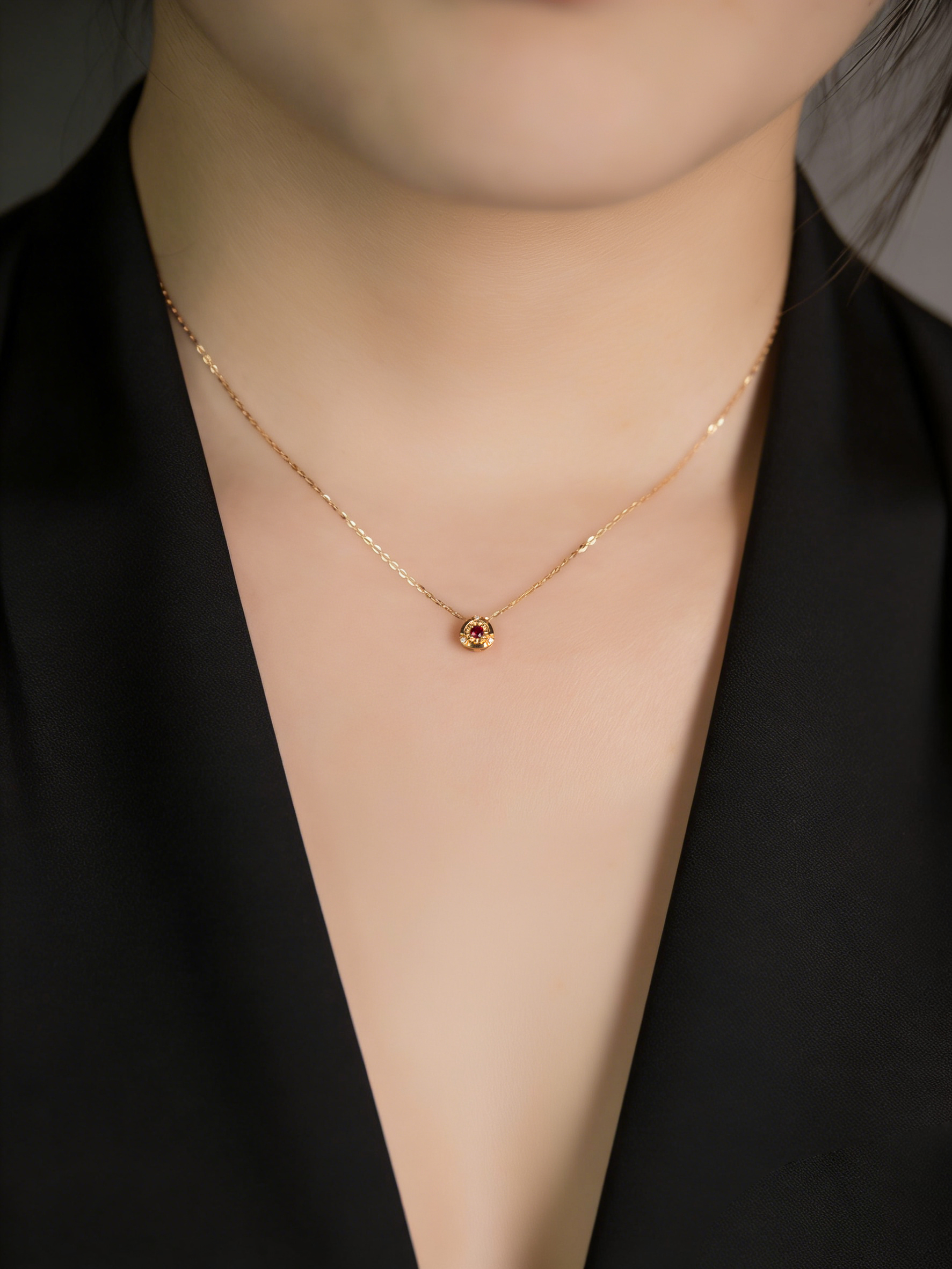 AU750 Gold Ruby Necklace Set – Style RY1030-2