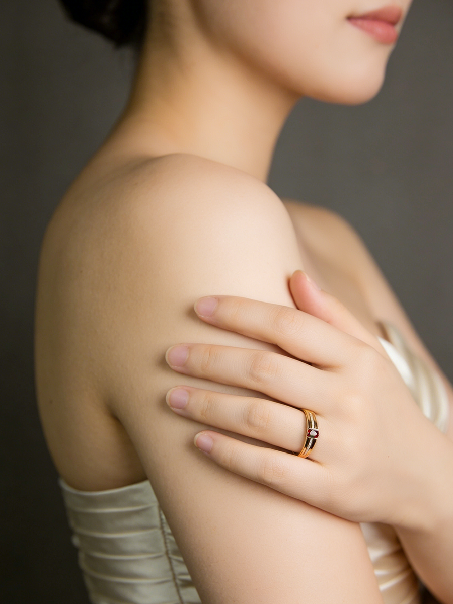 18K Rose Gold Ruby Diamond Couple Rings "Love at First Sight" Series-C2105074059