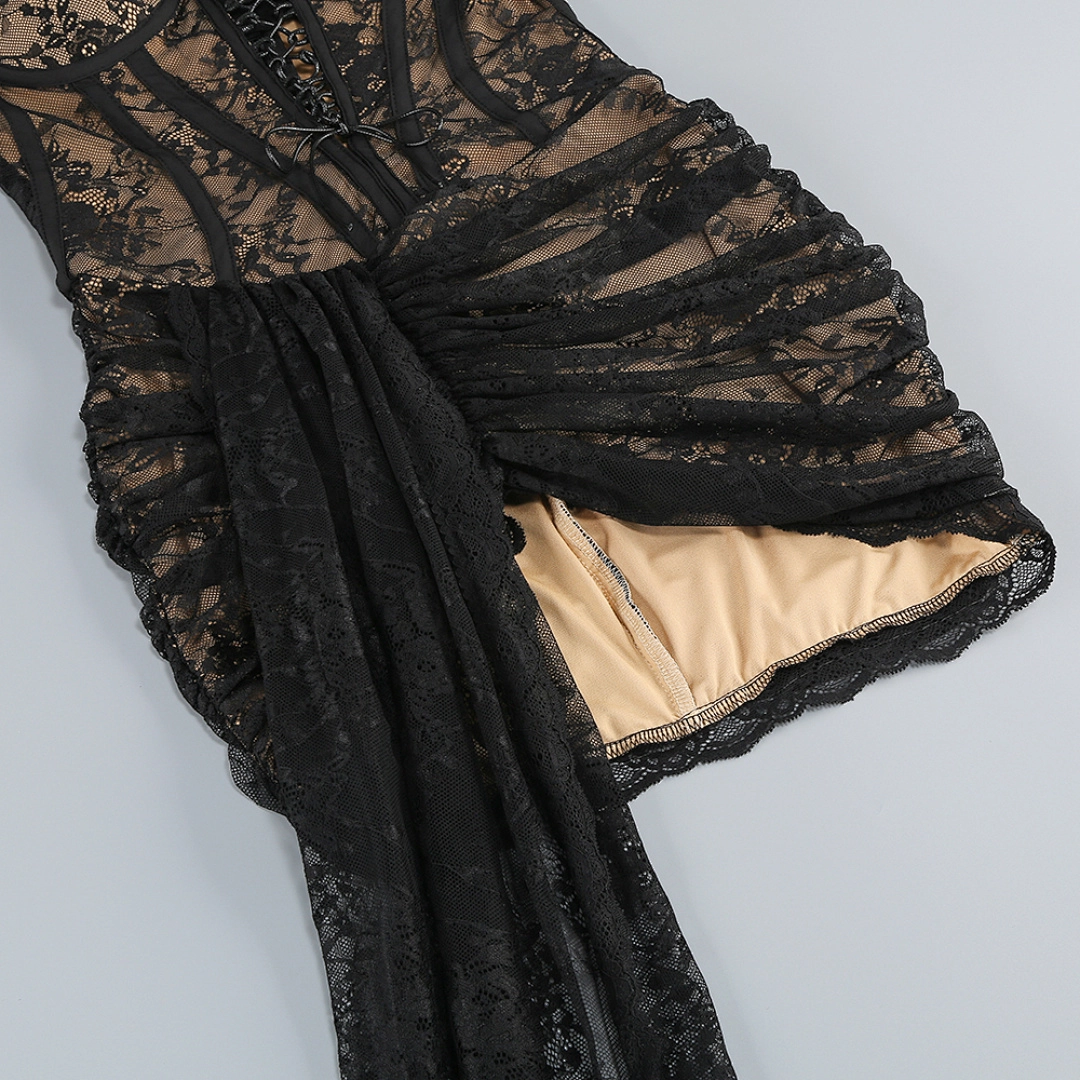 Champagne Sequin Mermaid Evening Gown with Open Back