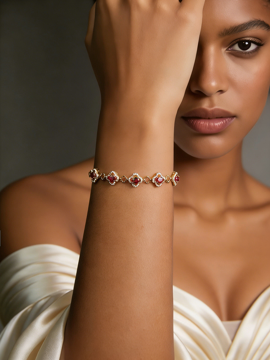18K Rose Gold Ruby Diamond Bracelet