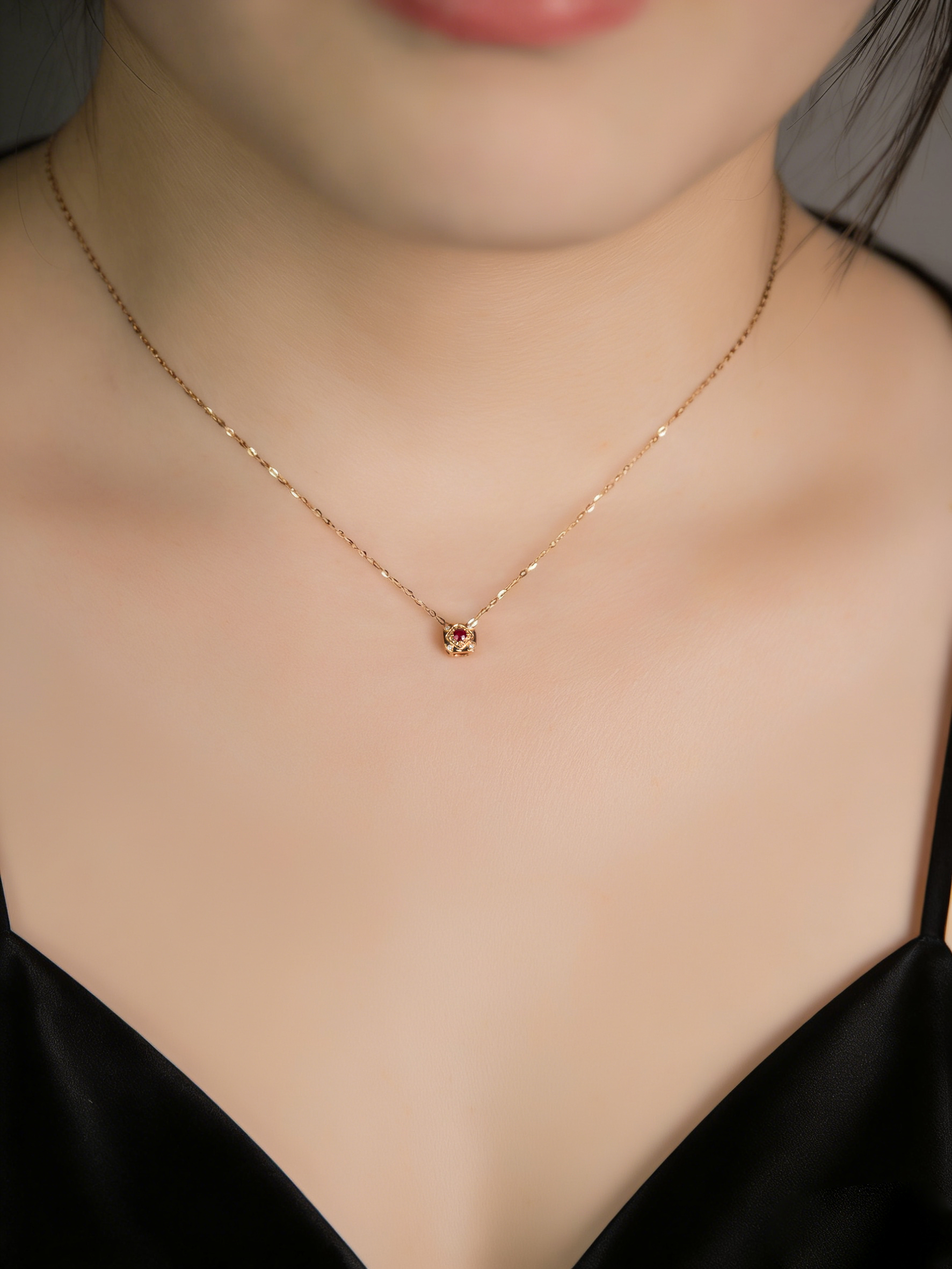 AU750 Gold Ruby Necklace Set – Style RY1030-4