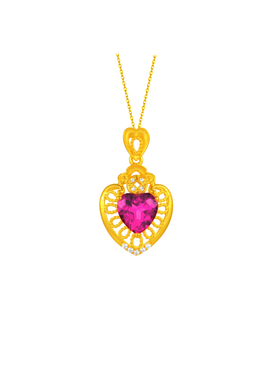 18K Yellow Gold Garnet Zircon Pendant Necklace "Attracting Wealth and Good Fortune" Series – C2206001080