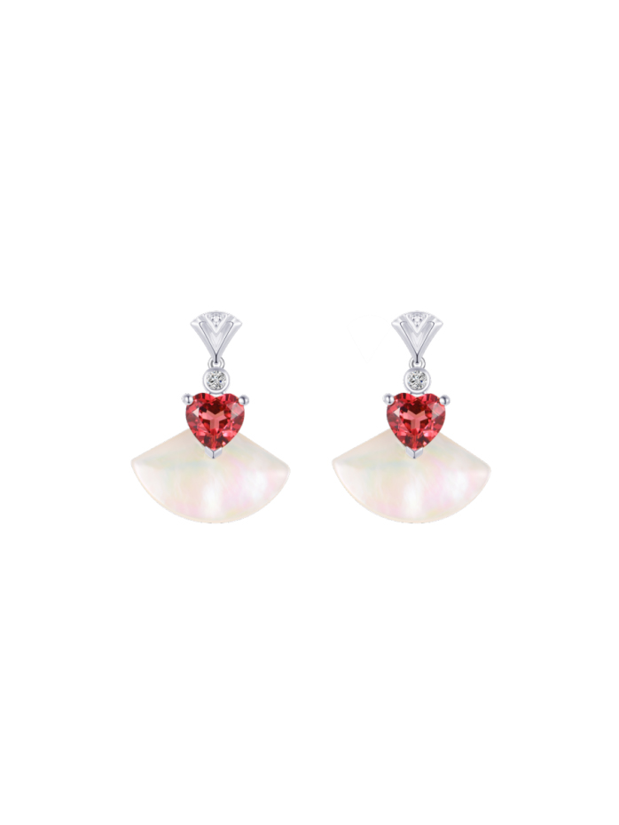 PT950 Platinum Garnet Zircon Earrings