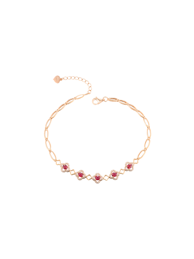 18K Rose Gold Ruby Diamond Bracelet