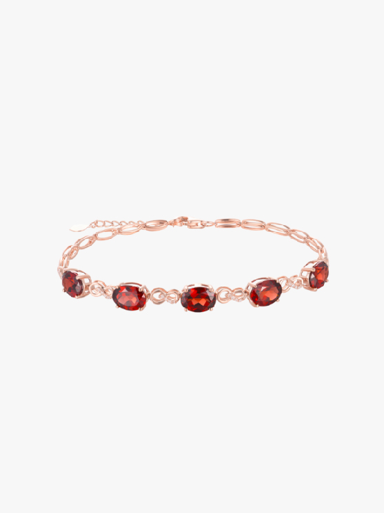 AU750 Gold Garnet Diamond Bracelet 