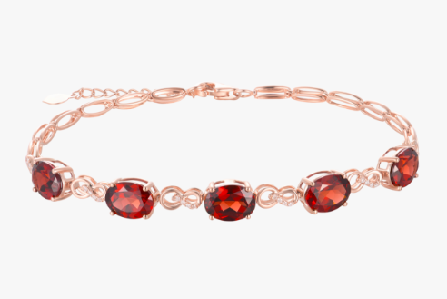 AU750 Gold Garnet Diamond Bracelet 