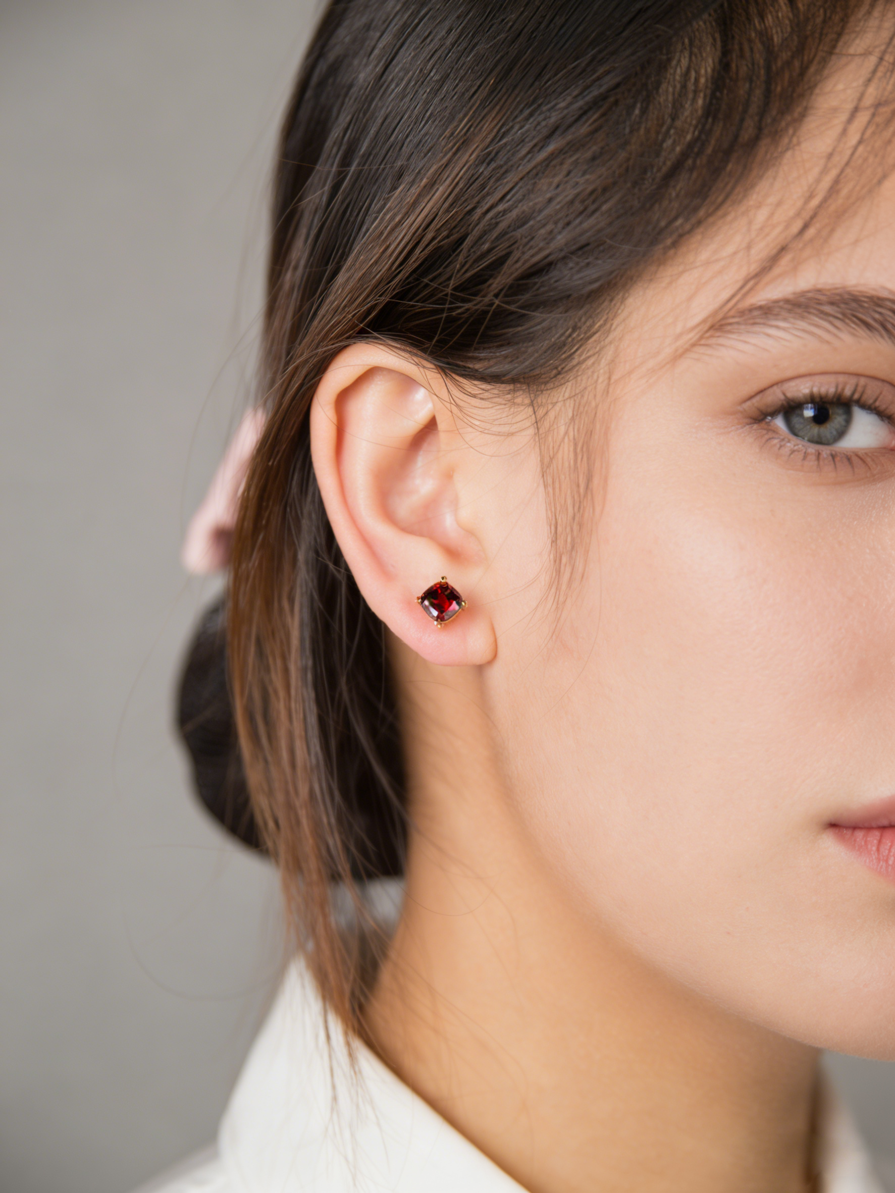 Intersection of Love: 18K Red Garnet Earrings