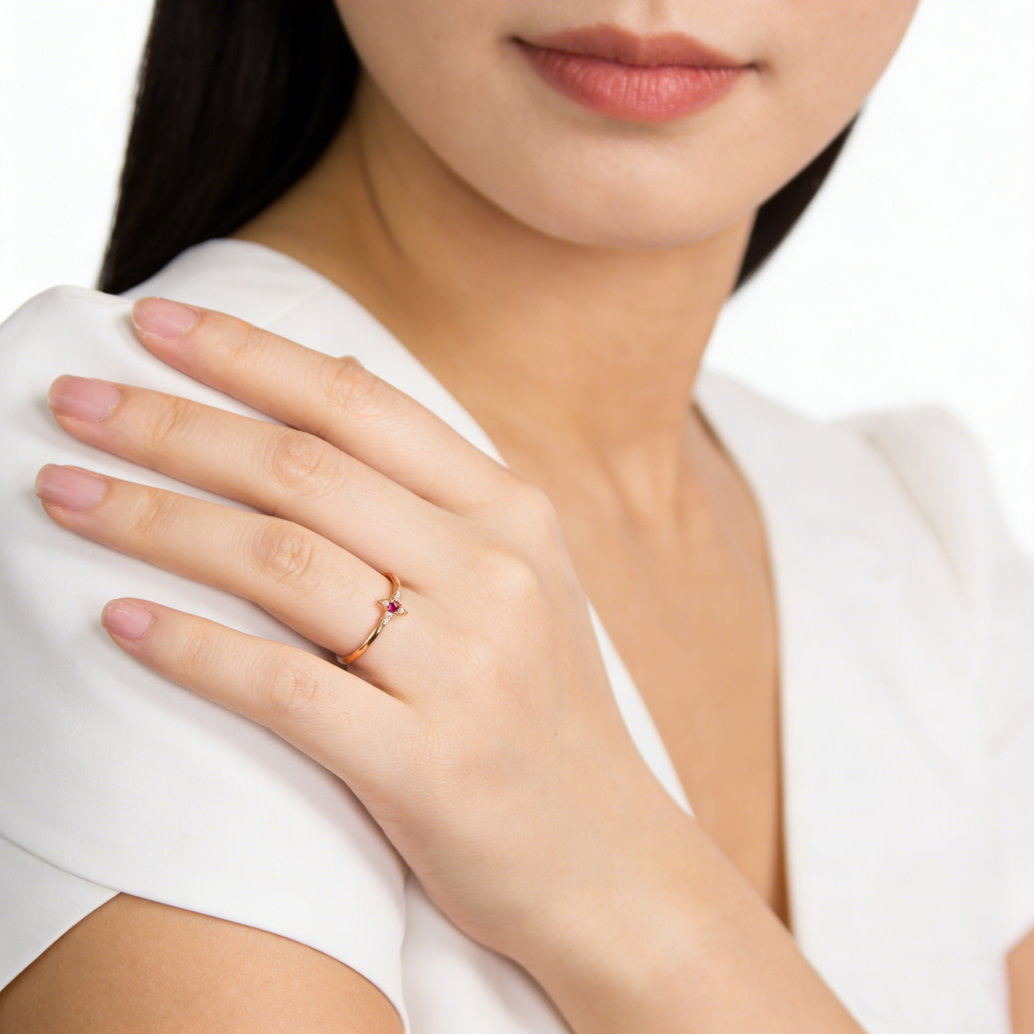 18K Rose Gold "Together Forever" Sparkling Couple Rings