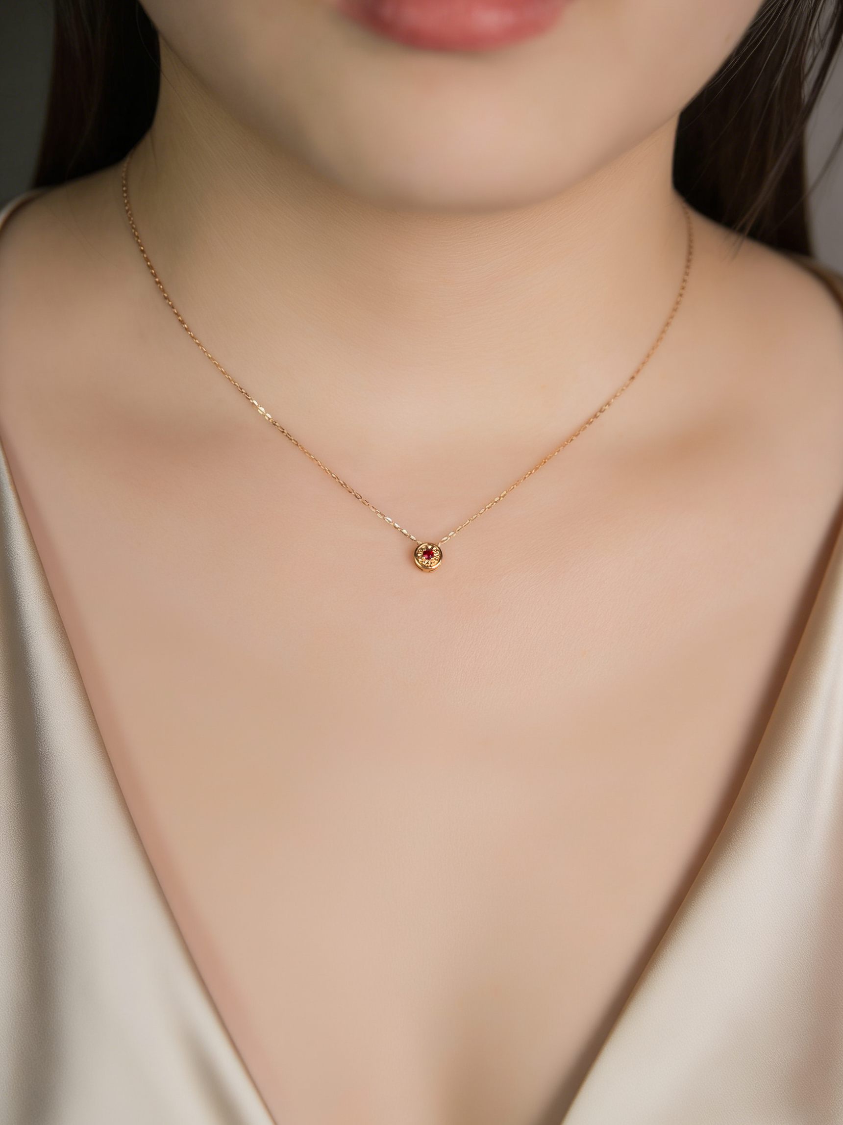 AU750 Gold Ruby Necklace Set – Style RY1030-5